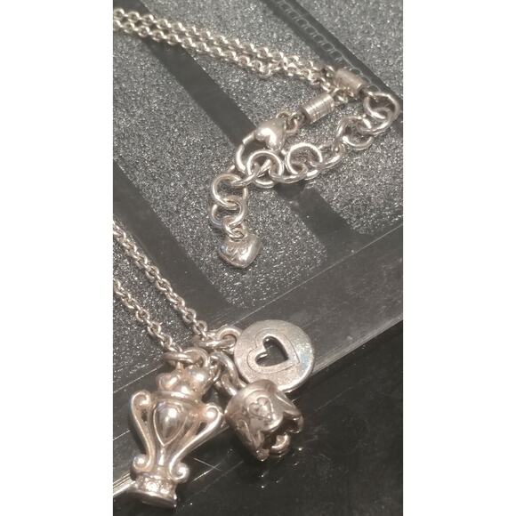 Brighton Heart Silver Plated Dangle Necklace Adjustable - Picture 2 of 5